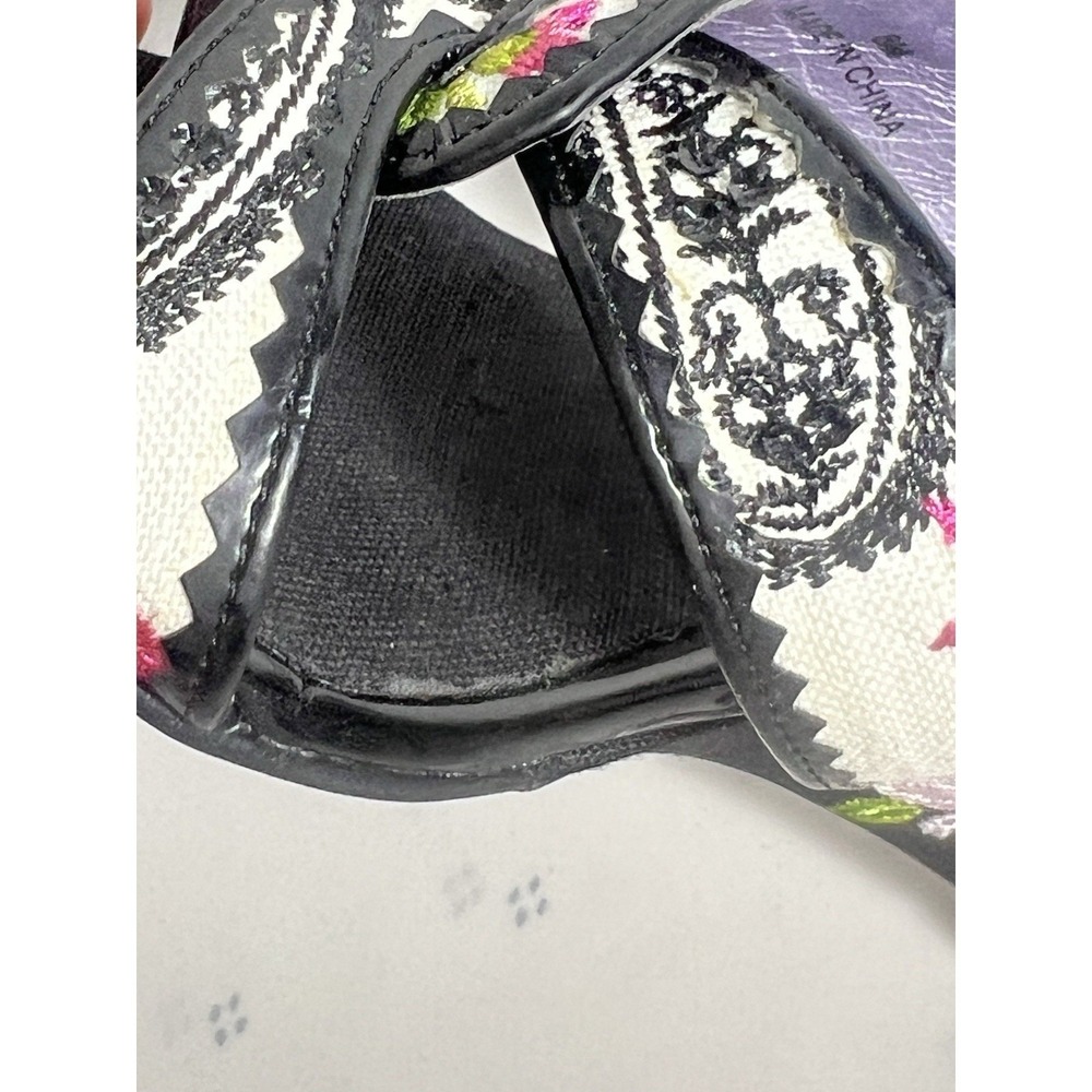 Vintage BEVERLY FELDMAN Floral Wedge Sandals Embroidered High Heels Slip RARE 8 - Picture 7 of 15